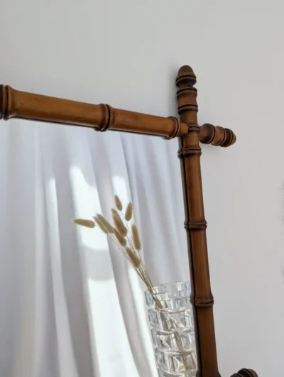 Miroir en bois effet bambou vintage