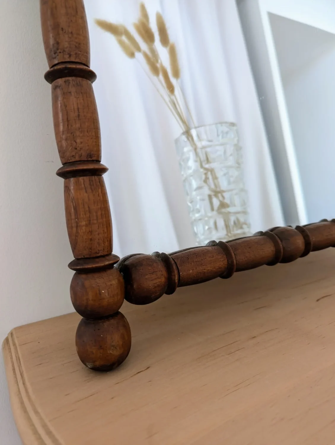 Miroir vintage en bambou grand format au style bohème naturel – Image 7