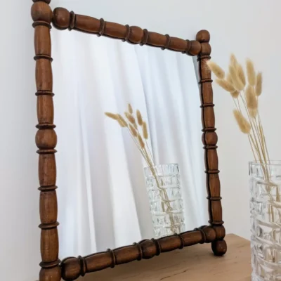 Miroir en bois bambou rétro années 60