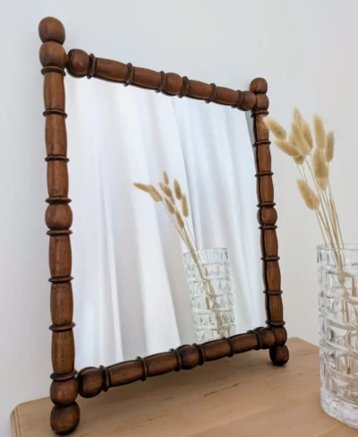 Miroir en bois bambou rétro années 60