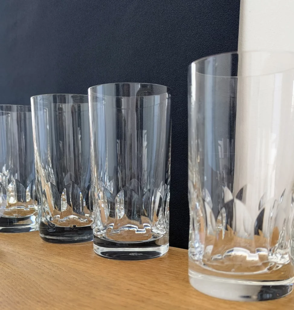 verres à orangeade en cristal vintage sérigraphiés Villeroy & boch