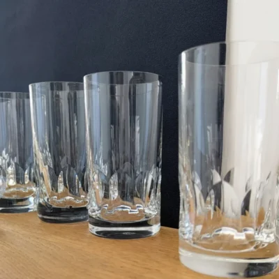 verres à orangeade en cristal vintage sérigraphiés Villeroy & boch