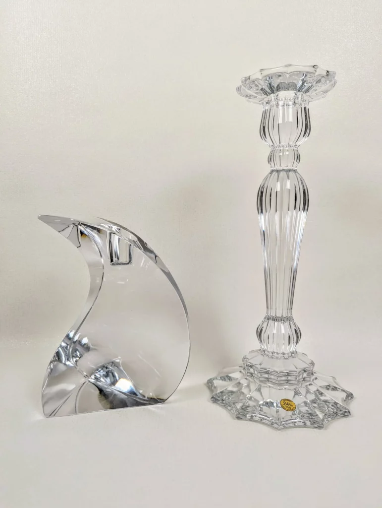 Duo de bougeoirs en cristal vintage