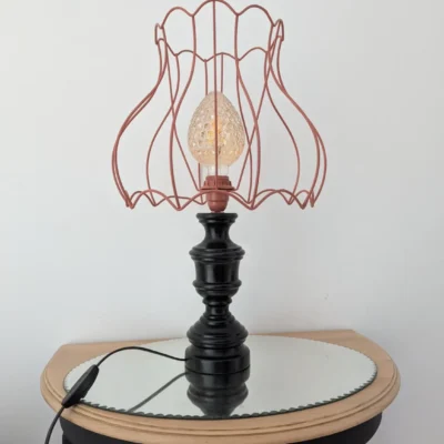 lampe à poser vintage upcycling pied bois noir