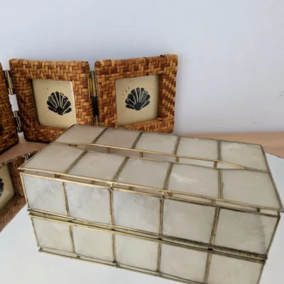 boite vintage en nacre et laiton