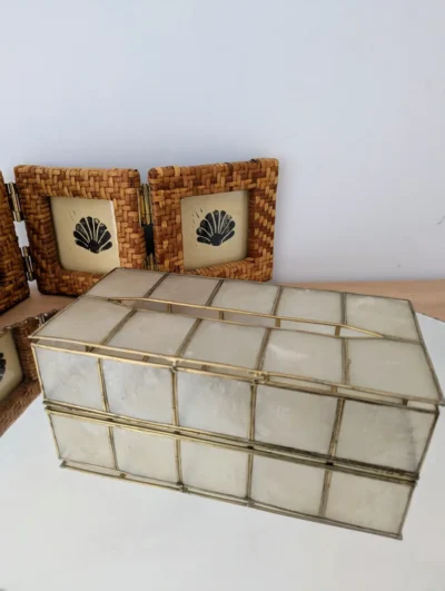 boite vintage en nacre et laiton