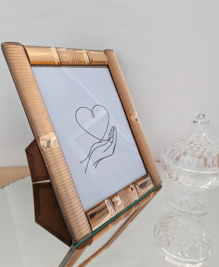 cadre photo rétro années 50 effet miroir rose