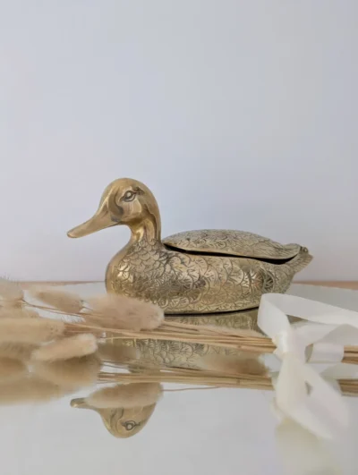 Boîte canard en laiton vide poche vintage