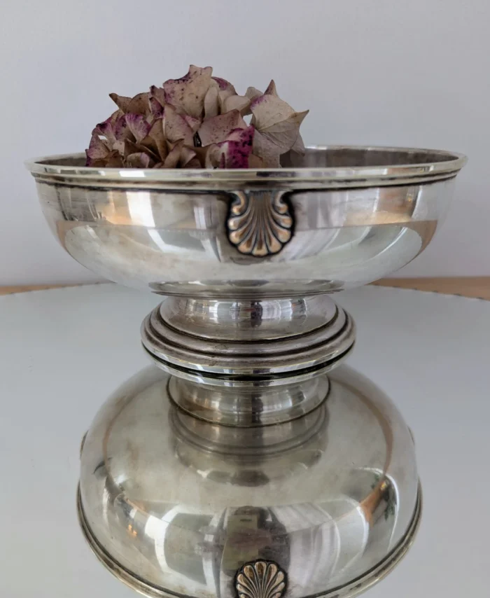 centre de table en métal argenté Art déco