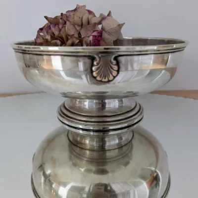 centre de table en métal argenté Art déco