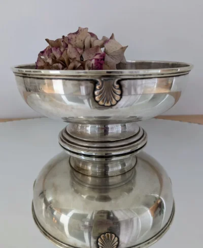 centre de table en métal argenté Art déco