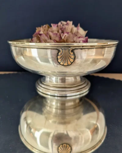 centre de table en métal argenté Art déco