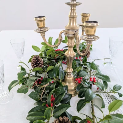 chandelier vintage 4 feux en laiton dore