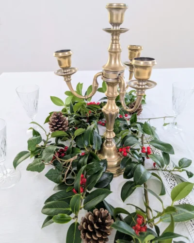 chandelier vintage 4 feux en laiton dore