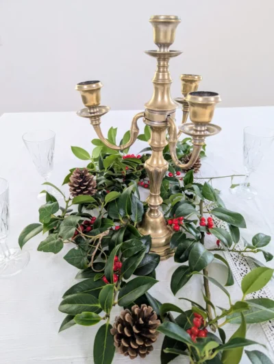 chandelier vintage 4 feux en laiton dore