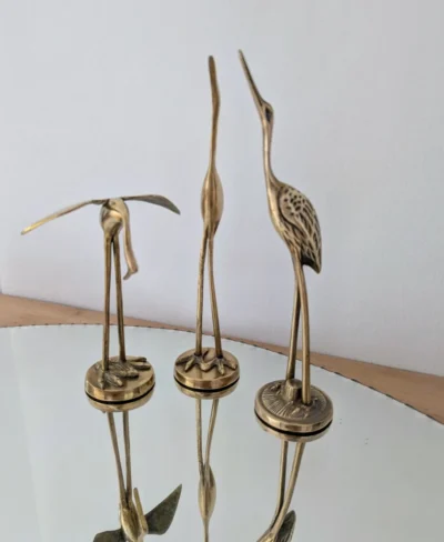 hérons dorés laiton déco vintage