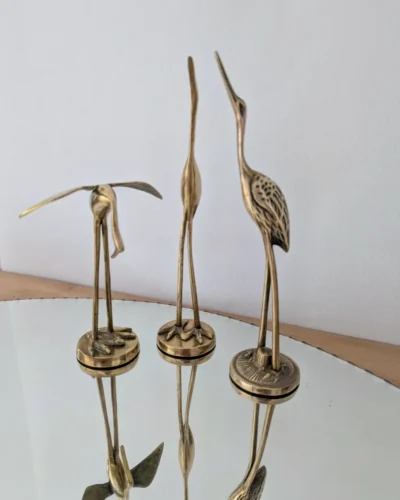 hérons dorés laiton déco vintage