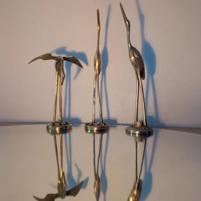 hérons dorés laiton déco vintage