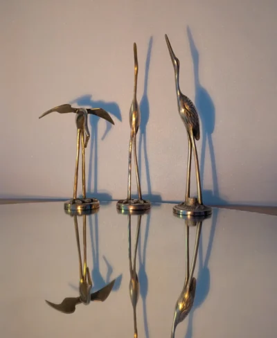 hérons dorés laiton déco vintage