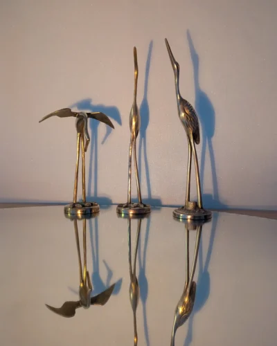 hérons dorés laiton déco vintage