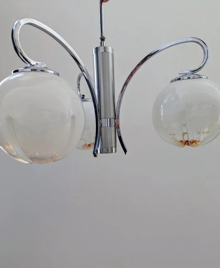 lustre delmas 3 feux globes Mazzga murano années 70/80