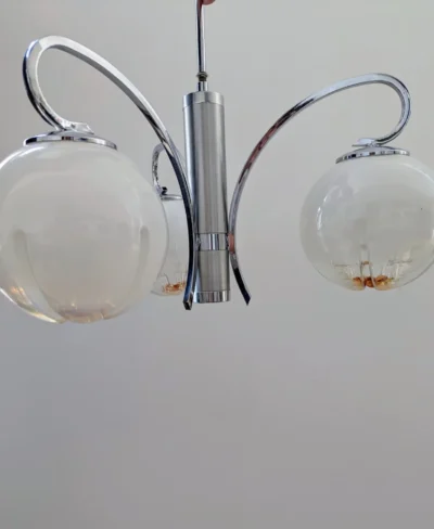 lustre delmas 3 feux globes Mazzga murano années 70/80