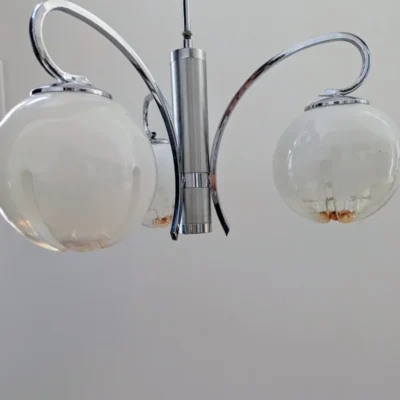 lustre delmas 3 feux globes Mazzga murano années 70/80
