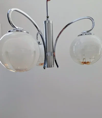 lustre delmas 3 feux globes Mazzga murano années 70/80