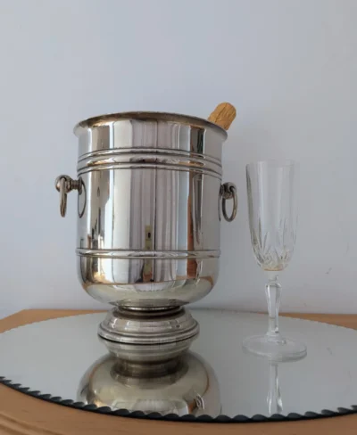 seau à champagne métal argenté vintage