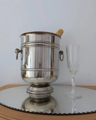 seau à champagne métal argenté vintage