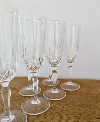 6 flûtes à champagne en cristal vintage