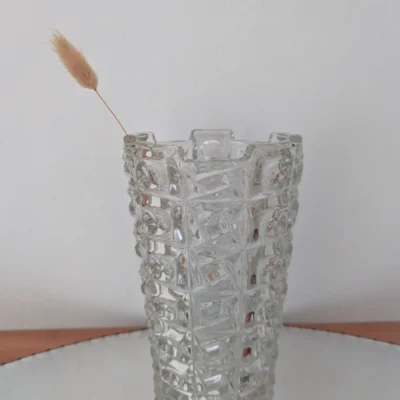Vase Sklo Union verre moulé vintage Tchécoslovaquie