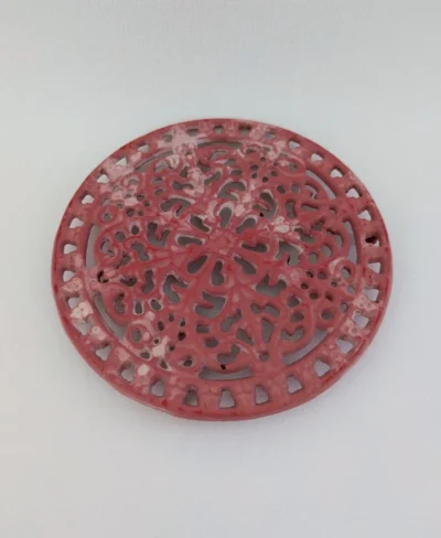 Dessous de plat fonte émaillé vintage rose