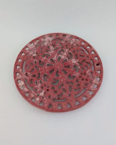 Dessous de plat fonte émaillé vintage rose