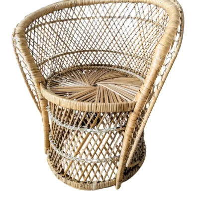 Fauteuil enfant vintage en osier tressé naturel