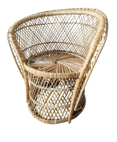 Fauteuil enfant vintage en osier tressé naturel