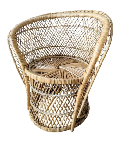 Fauteuil enfant vintage en osier tressé naturel