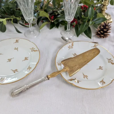 pelle à tarte vintage métal argenté et doré