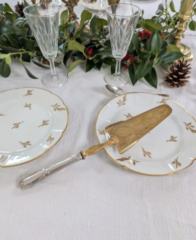 pelle à tarte vintage métal argenté et doré