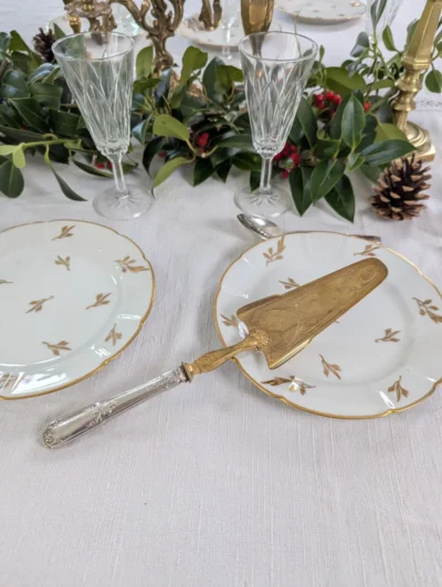 pelle à tarte vintage métal argenté et doré