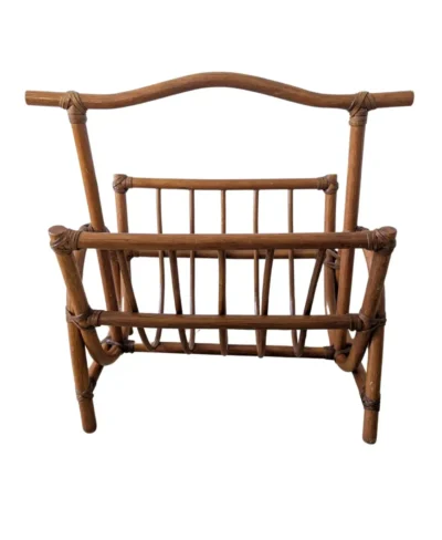 Porte-revues en rotin vintage brun