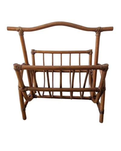 Porte-revues en rotin vintage brun