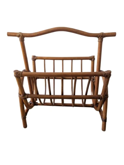 Porte-revues en rotin vintage brun