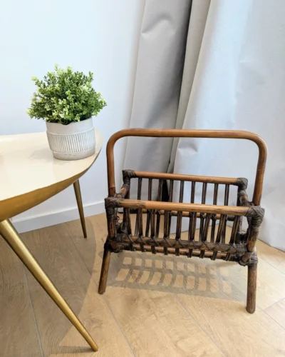 porte-revues vintage rotin brun