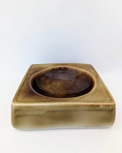 Vide-poche Virebent vintage en porcelaine française brune