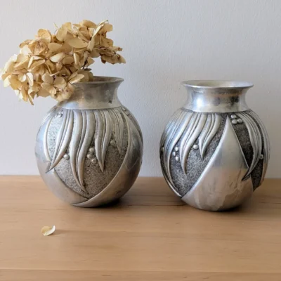 paire de vases aliométal IRMAN vintage