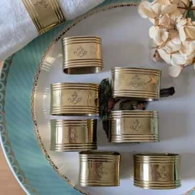 ronds de serviette en laiton vintage