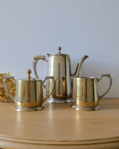 Service à café ancien métal argenté 3 pièces
