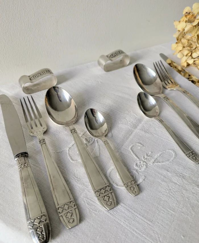 Coffret de mariage Monsieur et Madame en métal argenté vintage