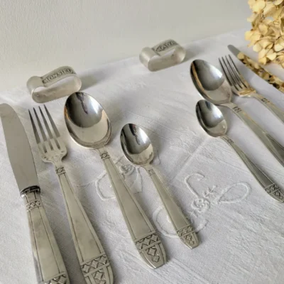 Coffret de mariage Monsieur et Madame en métal argenté vintage